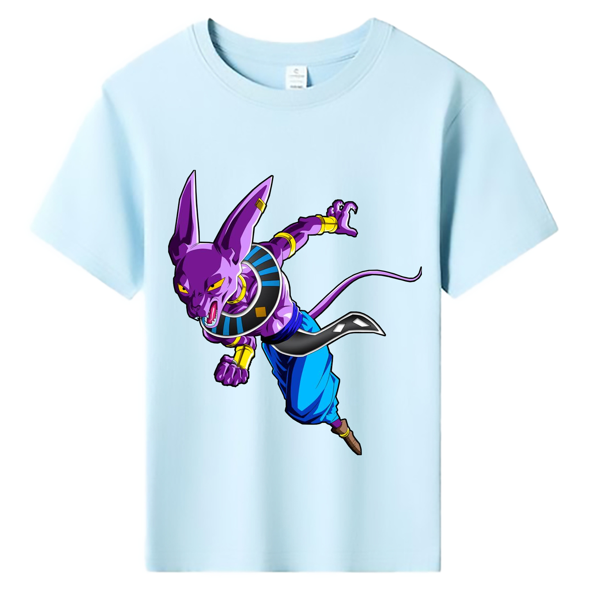 （画像用） ドラゴンボール ビルス 破壊神ビルス DRAGON BALL Beerus Birusu 綿100％キッズTシャツ（フロントプリント）